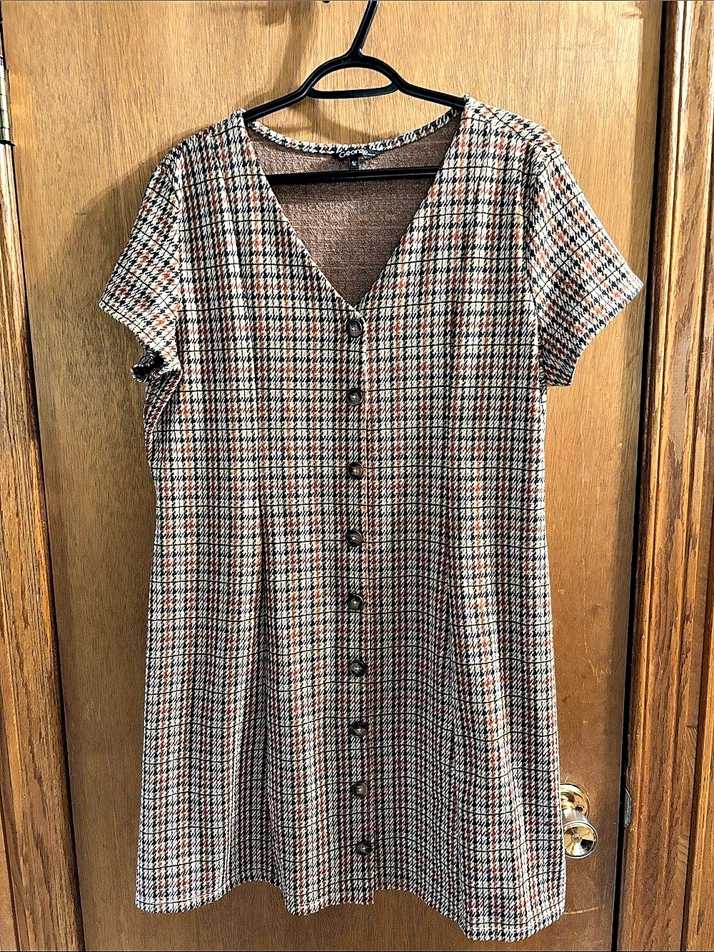 George Plaid Mini Dress in Brown & Black Size XL